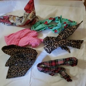 6 Rockabilly Hairband Metal-Wired Headband Scarfs